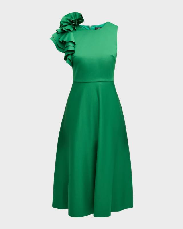 Sleeveless Ruffle A-Line Midi Dress